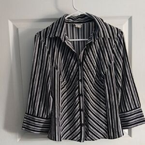 Striped Black and White Women's Blouse
